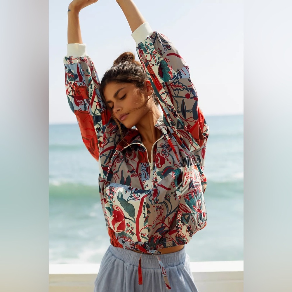 NWT Daily Practice by Anthropologie Floral Windbreaker Jacket